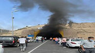 آتش سوزی هولناک وانت پیکان در تونل پردیس تهران + فیلم و جزییات