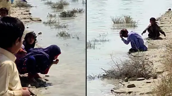 فیلم کودکان سیستان و بلوچستان که آب سیلاب می‌نوشند و صورت در سیل می شویند!/ موقعیت اورژانسی وزارت بهداشت در منطقه