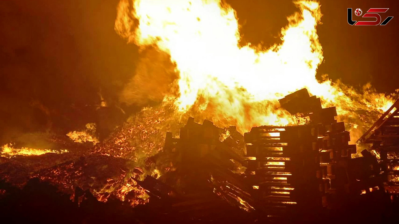 انبار بزرگ چوب در شهرک صنعتی چهاردانگه در آتش سوخت