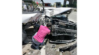 تصادف شدید هیوندا  با وانت پیکان در بزرگراه یاسینی + عکس