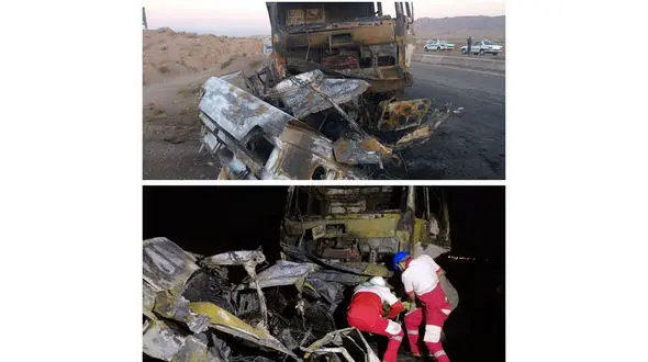 تصادف مرگبار پزو با کشنده بنز / 2 خودرو شاخ به شاخ شدند