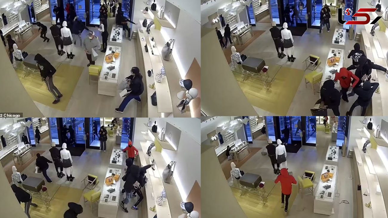 فیلم لحظه حمله وحشتناک 14 سارق نقابدار به یک فروشگاه معروف  + عکس