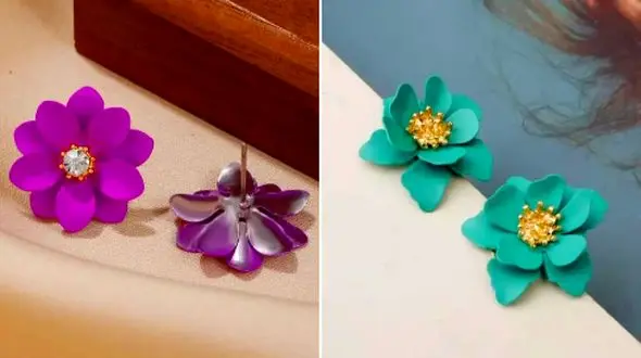 گوشواره‌ های گلبرگی رنگی؛ 15 طرح خاص برای زیبایی استایل شما