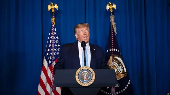 نه تغییر رژیم نه آغاز جنگ / صدای لرزان ترامپ در توجیه ترور سردار سلیمانی