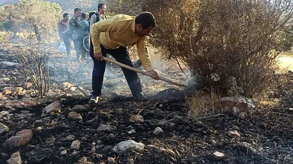 مهار آتش سوزی در عرصه‌های طبیعی دهبکری بم