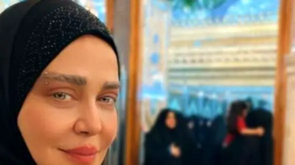 حال خوش بهاره رهنما با چشمان گریان بعد از زیارت امام حسین(ع) در بین الحرمین+عکس/ قبول باشه