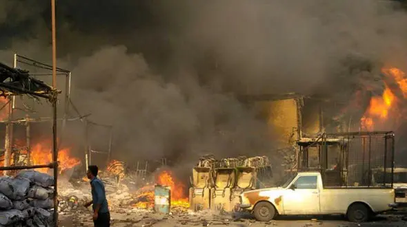 حضور دادستان تهران در محل آتش‌سوزی بازار آهن تهران