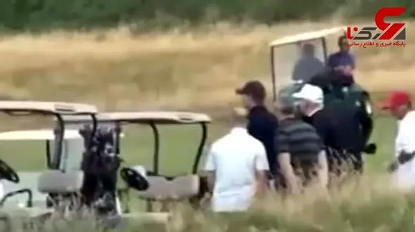 شعار دادن معترضان به حضور ترامپ در زمین گلف آیرشایر اسکاتلند + فیلم 