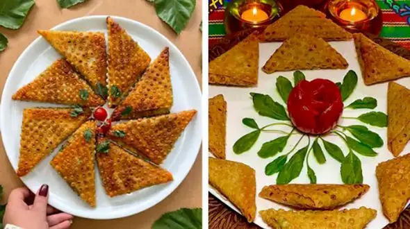 آموزش تزئین سمبوسه با روش‌ های ساده و شیک برای مهمانی‌ ها