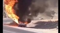 آتش گرفتن خودروی پراید در محور پلدختر_خرم‌آباد+فیلم
