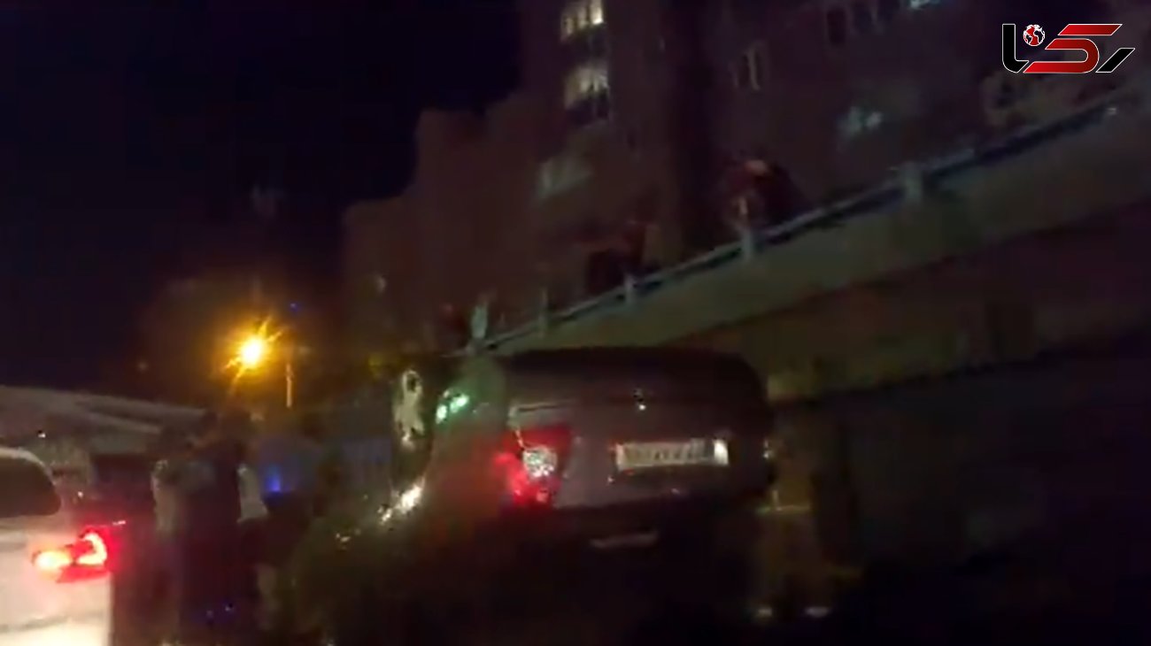 ببینید / اولین تصاویر از سقوط هولناک یک خودرو از قسمت روگذر تونل توحید+ فیلم