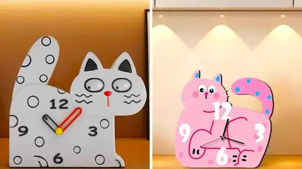 15 ساعت دیواری شیک با طرح گربه برای تزیین اتاق خواب و کودک