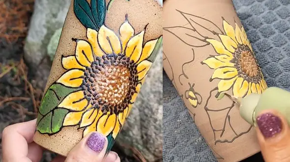 خلق گل آفتابگردان روی گلدان + فیلم