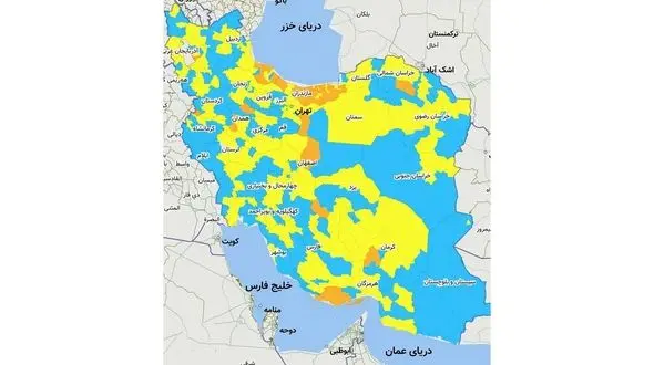 نقشه رنگ بندی شیوع کرونا در کشور در حال زرد شدن است +آخرین تصویر