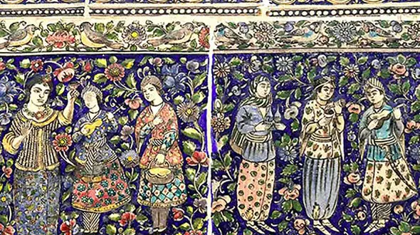 کاشیکاری قدیمی با تصویری از پادشاه های ایرانی + عکس