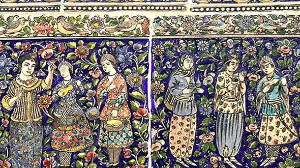 کاشیکاری قدیمی با تصویری از پادشاه های ایرانی + عکس