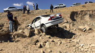 سقوط سمند از جاده روستای کوسه به دره + تصاویر