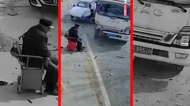 فیلم خوش شانسی باورنکردنی پیرمرد در حادثه رانندگی