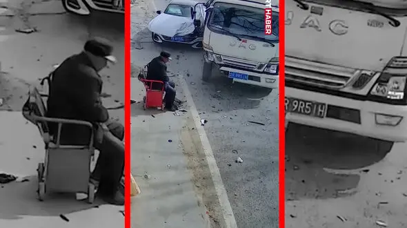 فیلم خوش شانسی باورنکردنی پیرمرد در حادثه رانندگی