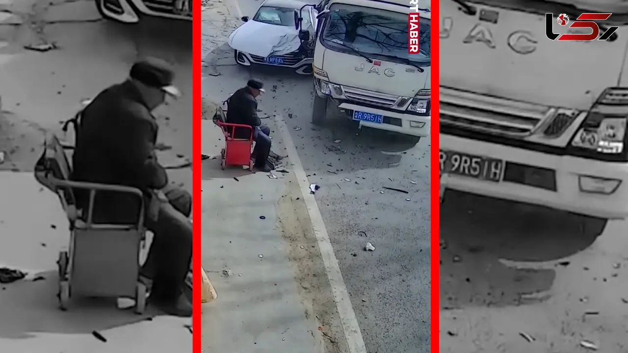 فیلم خوش شانسی باورنکردنی پیرمرد در حادثه رانندگی