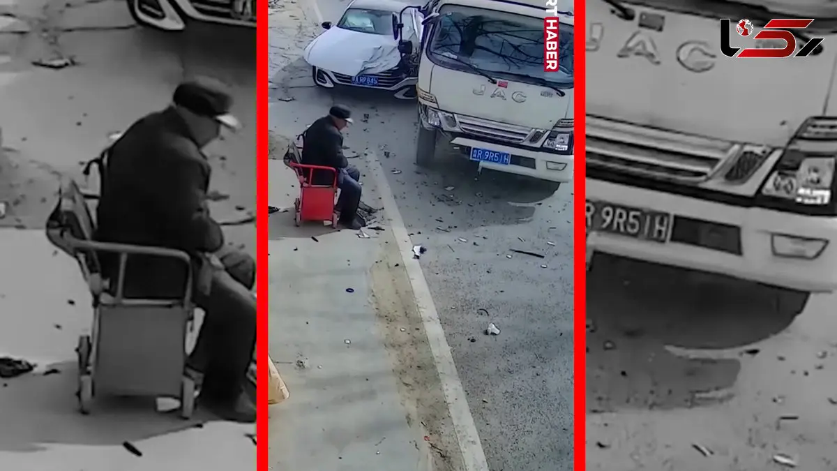 فیلم خوش شانسی باورنکردنی پیرمرد در حادثه رانندگی