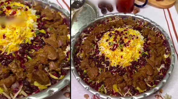 مانی پلو دامغانی یه غذای مجلسی خوشمزه + فیلم
