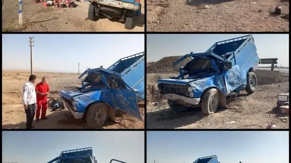 واژگونی مرگبار نیسان در جاده سمنان- سرخه + عکس