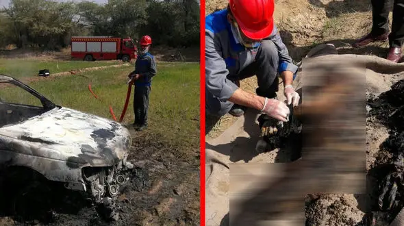 دست و پای مرد اهوازی را بستند و زنده زنده داخل صندوق عقب پژو به آتش کشیدند+عکس (14+)