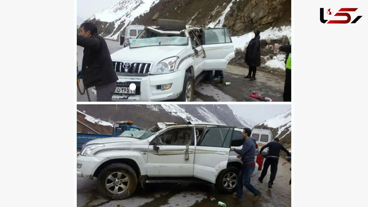 واژگونی خودروی پرادو در جاده هراز +عکس