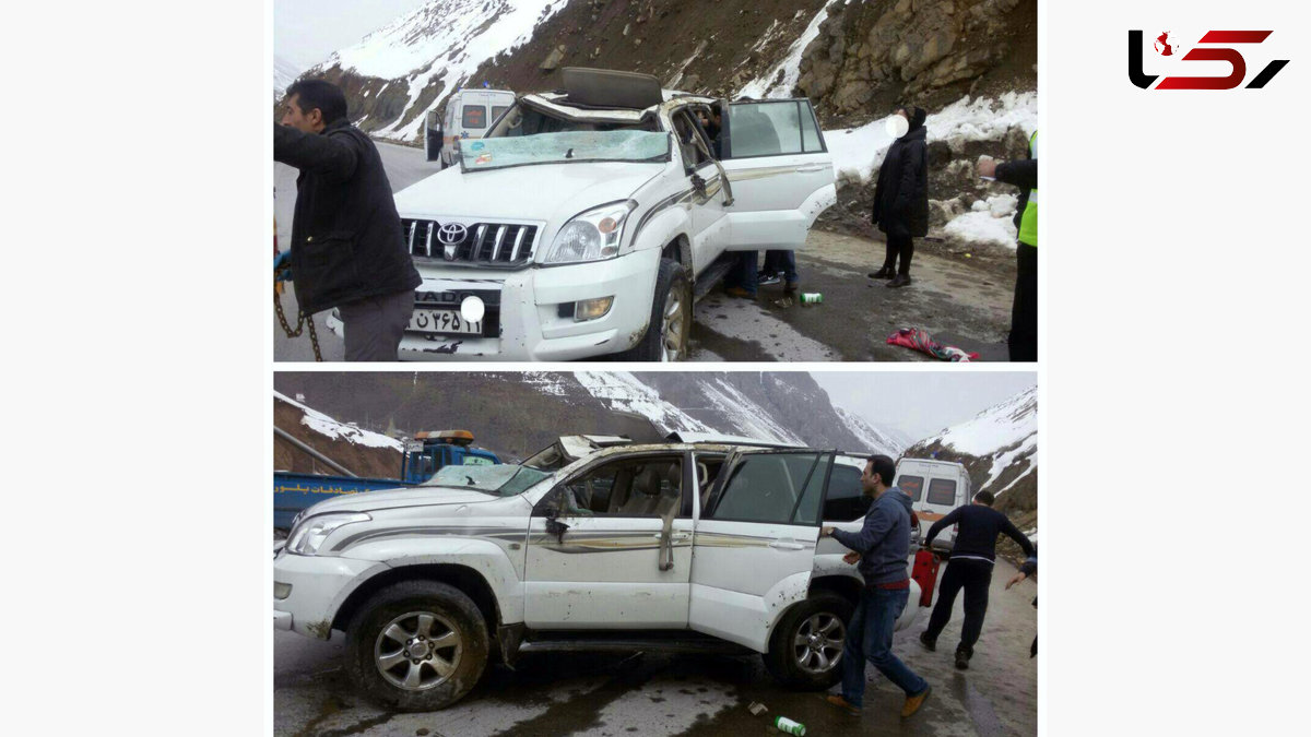 واژگونی خودروی پرادو در جاده هراز +عکس