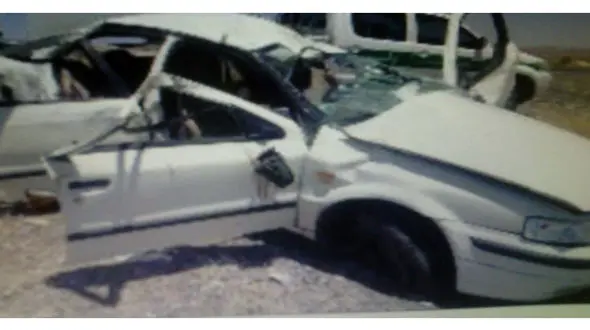 خواب آلودگی وحشتناک راننده سمند در جاده سبزوار +عکس