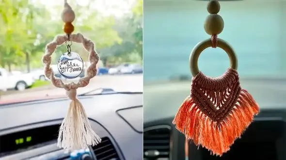 15 طرح جذاب آویز آینه ماشین مکرومه برای داخل خودرو