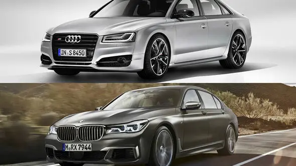 دوئل سنگین آئودی S8 پلاس و ب‌ام‌و M760Li