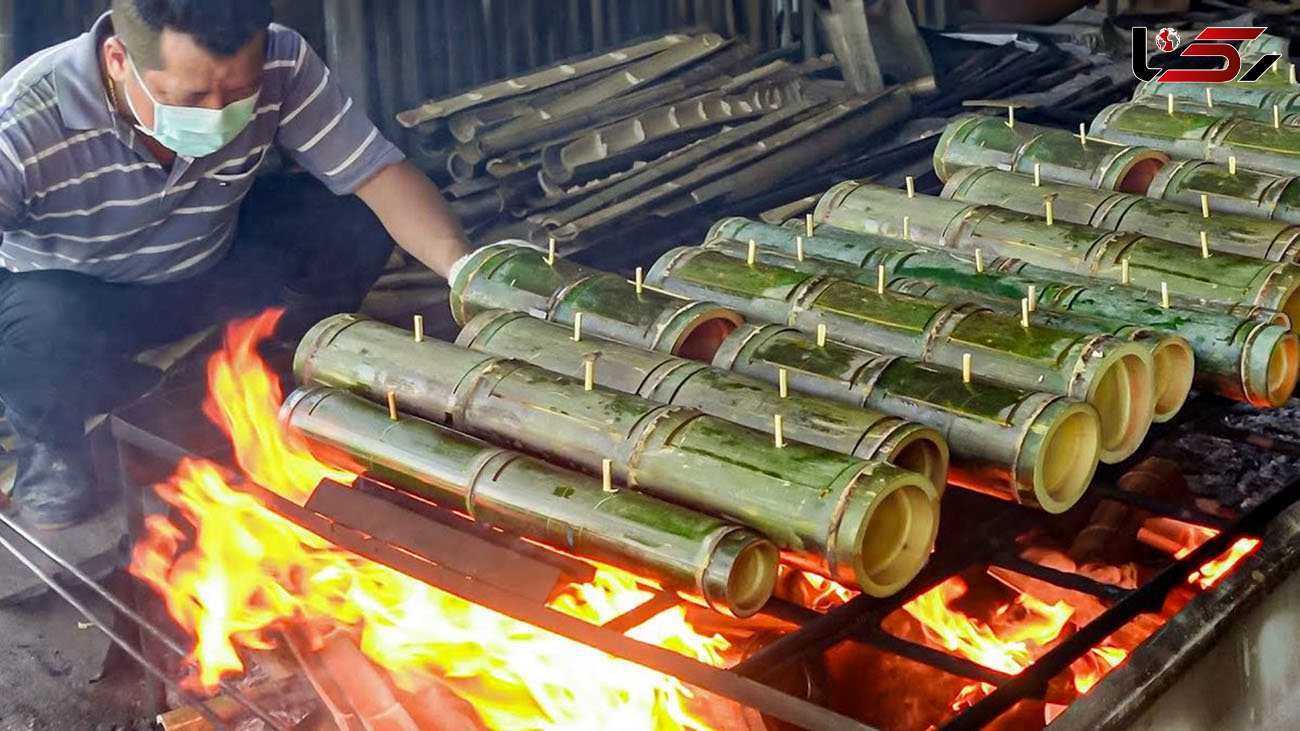 فیلم غذای روستایی/ پخت باورنکردنی برنج و گوشت در تنه بامبو به روش تایوانی 