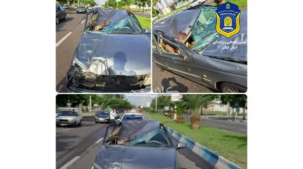 تصادف مرگبار پژو پارس با یک اسب در بندرانزلی + عکس