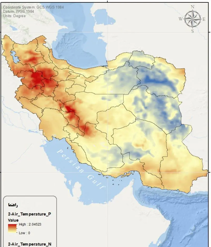تفاوت دمای ایران نسبت به سال گذشته