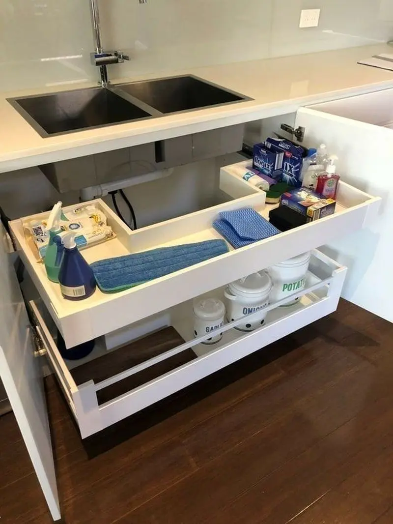 چیدمان کابینت زیر سینک عکس