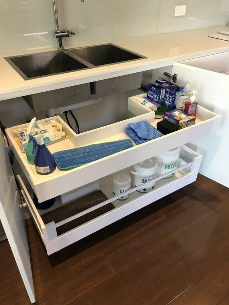 چیدمان کابینت زیر سینک عکس