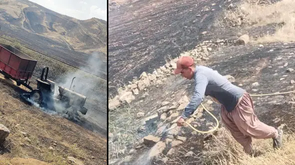 آتش سوزی‌های سریالی در مزارع قلعه دز بخاطر جرقه دودکش قطارها/ فاصله نزدیکترین آتش نشانی با منطقه 30 کیلومتر! /   + فیلم