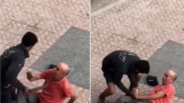 زورگیری وحشیانه مرد قمه کش از یک پیرمرد + فیلم 