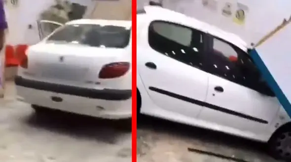 فیلم صحنه ورود عجیب پژو 206 به فروشگاه زنجیره ای / مردم حیرت زده شدند