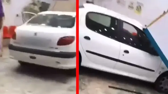 فیلم صحنه ورود عجیب پژو 206 به فروشگاه زنجیره ای / مردم حیرت زده شدند