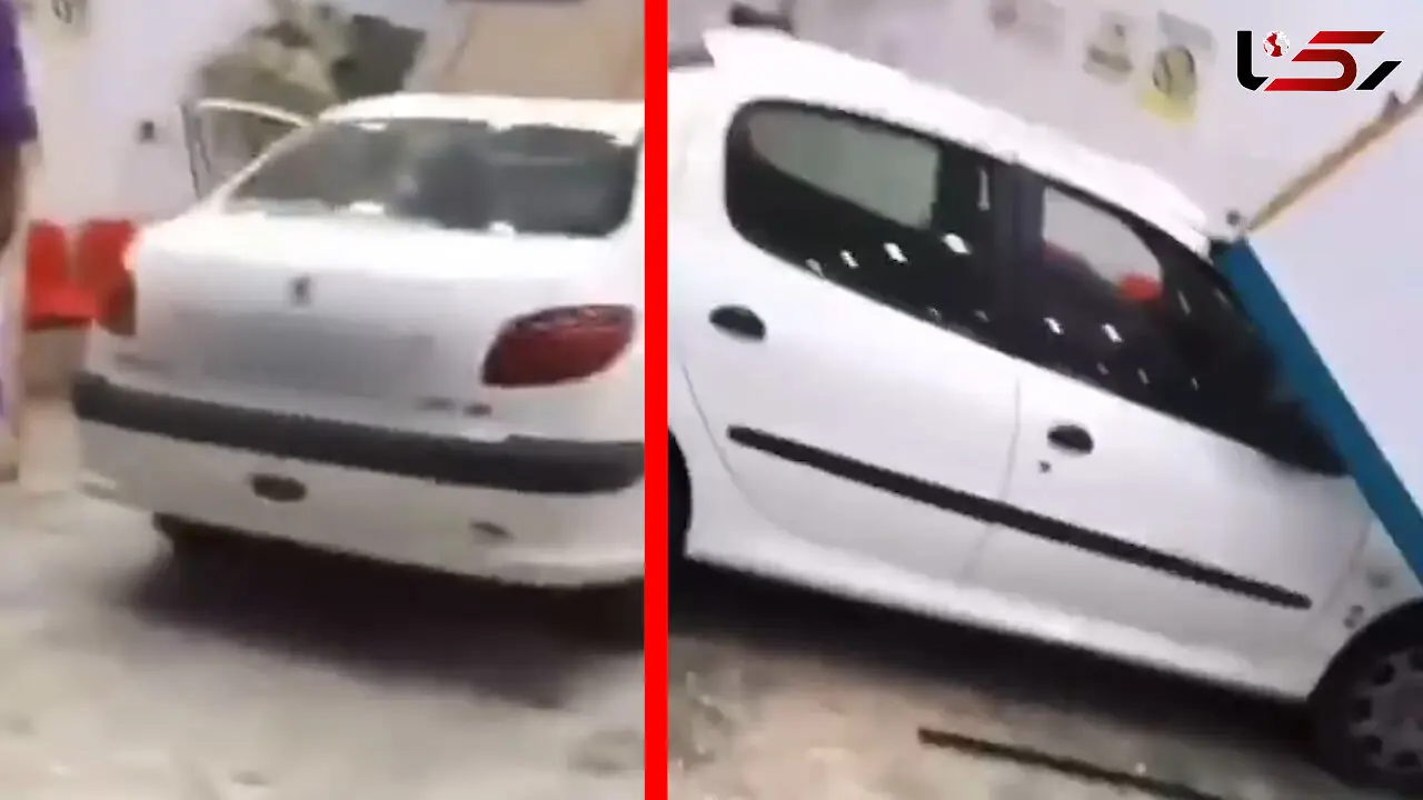 فیلم صحنه ورود عجیب پژو 206 به فروشگاه زنجیره ای / مردم حیرت زده شدند