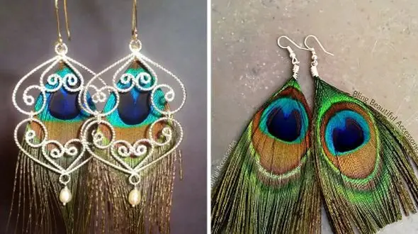 15 مدل گوشواره طرح پر طاووس؛ استایل خود را بهاری کنید