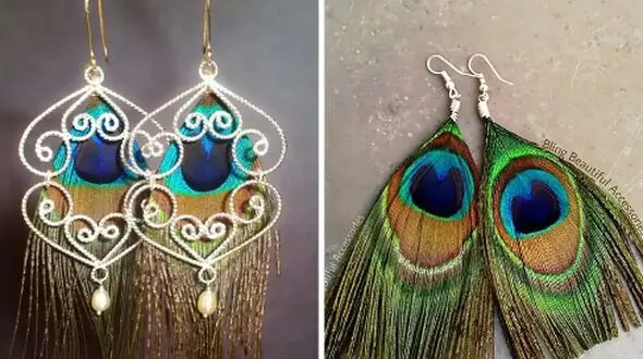 15 مدل گوشواره طرح پر طاووس؛ استایل خود را بهاری کنید