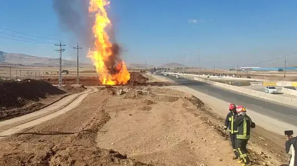 فیلم انفجار خط لوله گاز شهری در تبریز