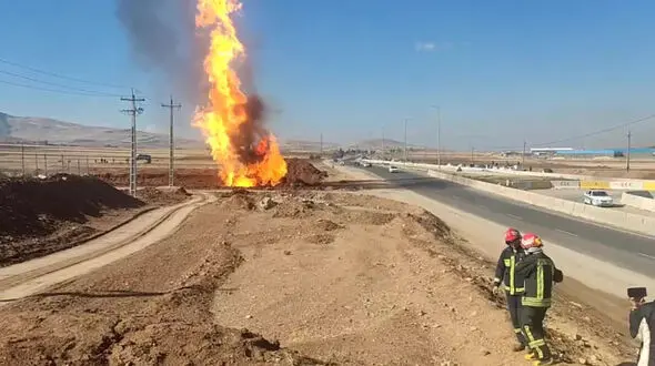 فیلم انفجار خط لوله گاز شهری در تبریز