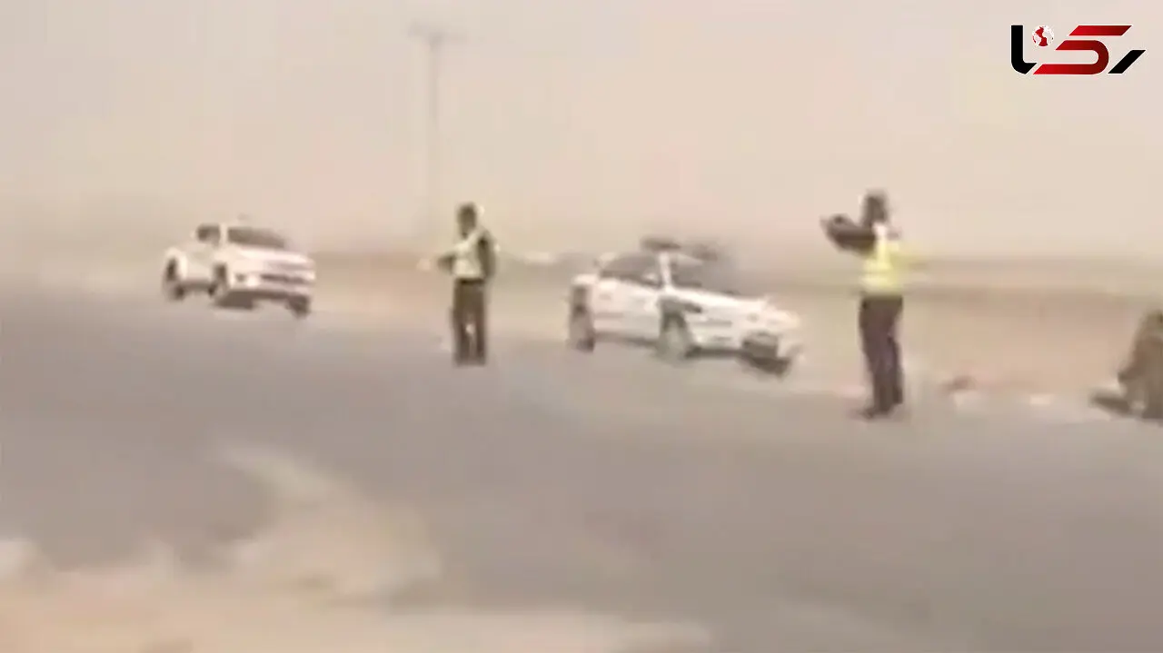 طوفان جاده شیراز را به هم ریخت! + فیلم صحنه تصادف