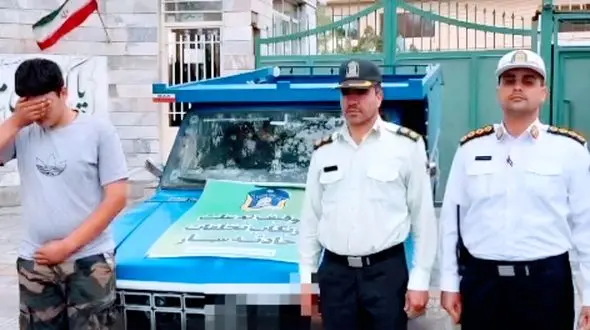 توقیف نیسان وانت متخلف با راننده نوجوان در گلپایگان +فیلم