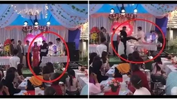 اقدام احمقانه پدر داماد در مراسم ازدواج / عروس فقیر بود +فیلم